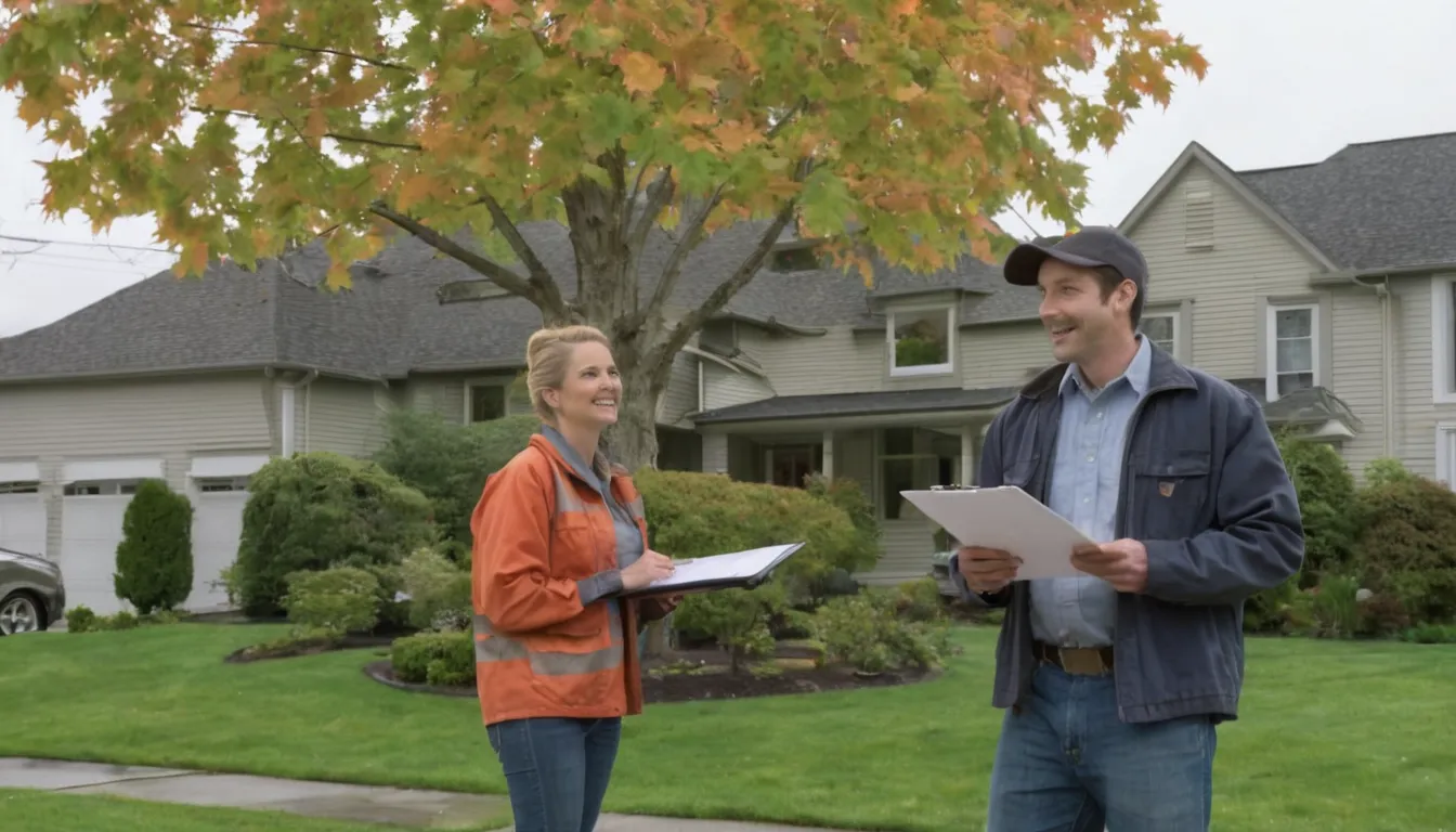 A homeowner talking with a tree provider in Mason